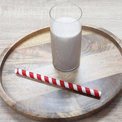 Fiesta Compostable Bubble Tea Straw Red & White 12x210mm (150 Pack) hu368