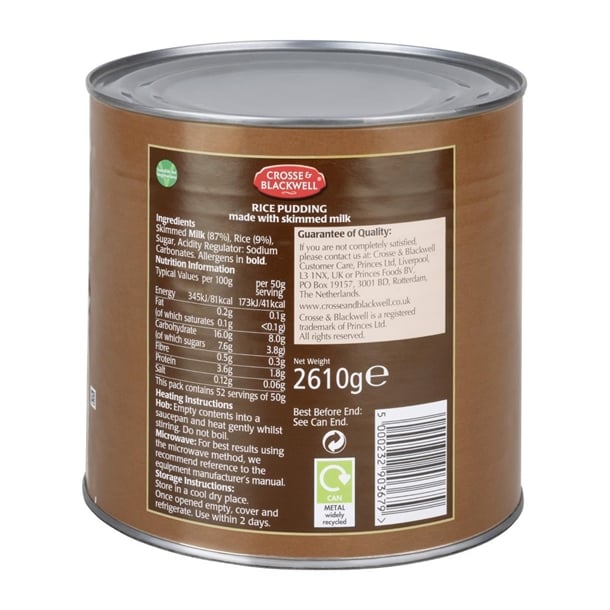 Crosse & Blackwell Rice Pudding 2.61kg hw334