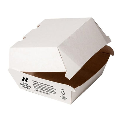 Notpla 5" Clamshell Burger Boxes - White (200 Pack) hw504