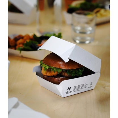 Notpla 5" Clamshell Burger Boxes - White (200 Pack) hw504