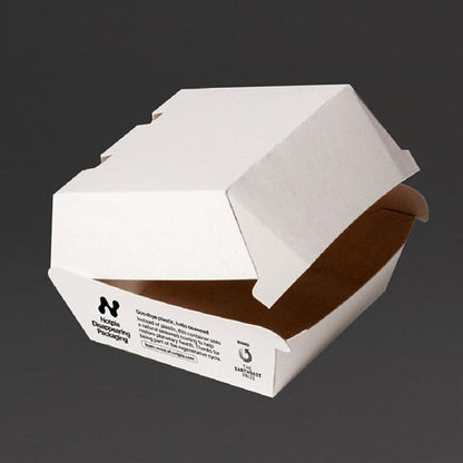 Notpla 5" Clamshell Burger Boxes - White (200 Pack) hw504