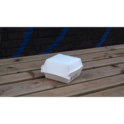 Notpla 5" Clamshell Burger Boxes - White (200 Pack) hw504