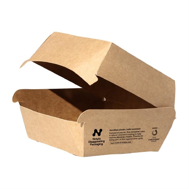 Notpla 5" Clamshell Burger Boxes - Kraft (200 Pack) hw512