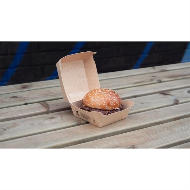 Notpla 5" Clamshell Burger Boxes - Kraft (200 Pack) hw512