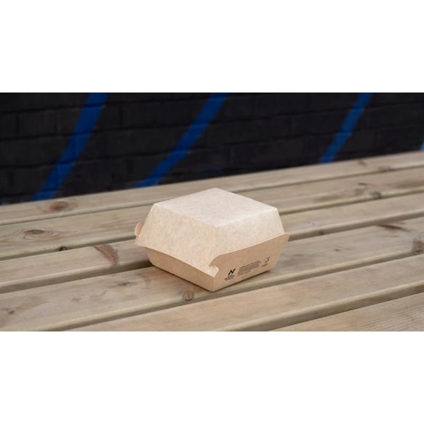 Notpla 5" Clamshell Burger Boxes - Kraft (200 Pack) hw512
