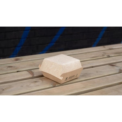 Notpla 5" Clamshell Burger Boxes - Kraft (200 Pack) hw512