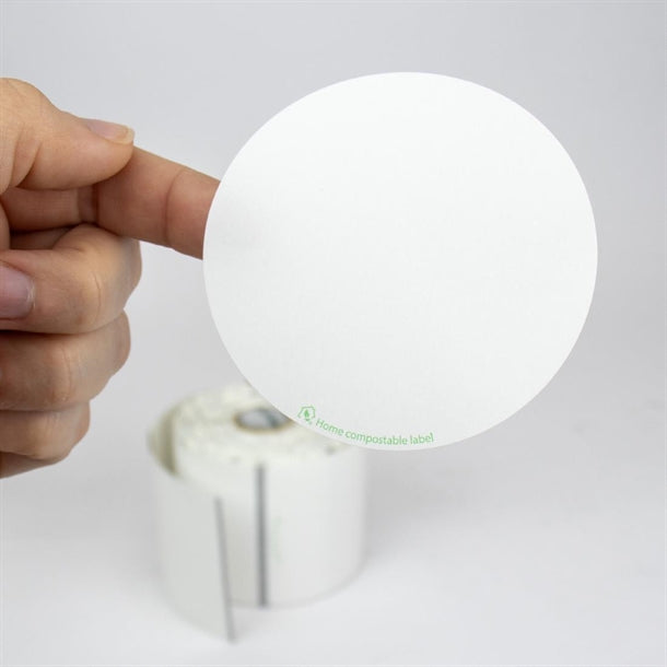 DateCodeGenie 75mm Circle Compostable Permanent Labels (2x 500 Rolls Pack) hw541