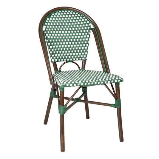 Bolero Parisian Style PE Rattan Chair Green Dot Mix (2 Pack) hw599