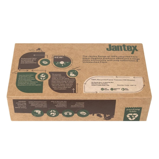 Jantex Green 100% Recycled Facial Tissues 100 Sheets (36 Pack) hw715