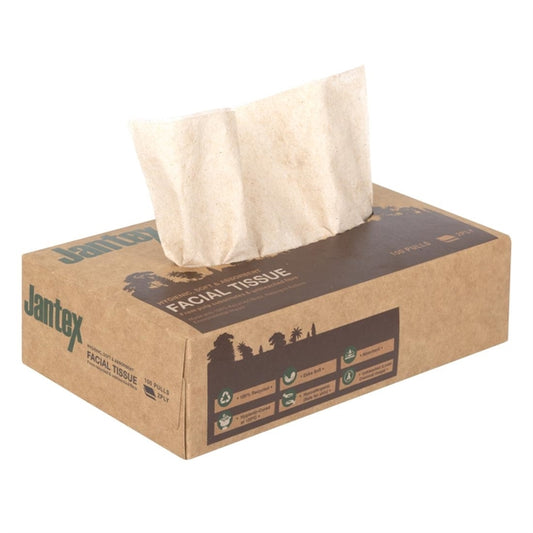 Jantex Green 100% Recycled Facial Tissues 100 Sheets (36 Pack) hw715