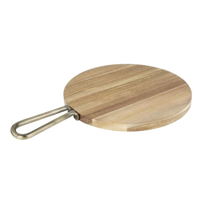 Olympia Round Paddle Board Acacia Wood Metal Handle 458x305mm hx389
