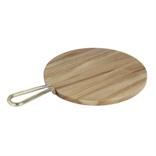 Olympia Round Paddle Board Acacia Wood Metal Handle 505x356mm hx390