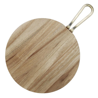 Olympia Round Paddle Board Acacia Wood Metal Handle 505x356mm hx390