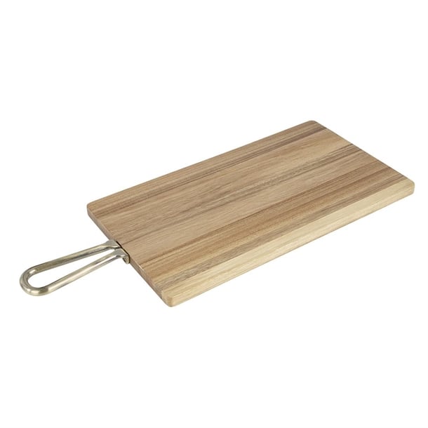 Olympia Rectangular Paddle Board Acacia Wood Metal Handles 615x260x20mm hx392