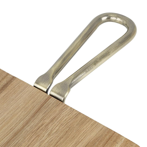 Olympia Rectangular Paddle Board Acacia Wood Metal Handles 615x260x20mm hx392