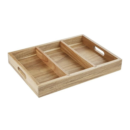 Olympia 3 Section Cutlery Tray Acacia Wood hx396