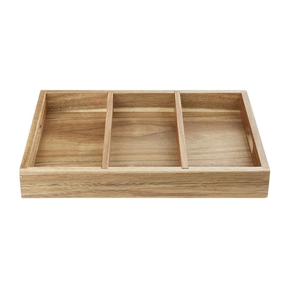 Olympia 3 Section Cutlery Tray Acacia Wood hx396