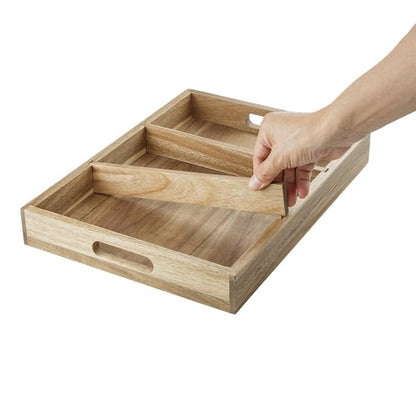 Olympia 3 Section Cutlery Tray Acacia Wood hx396