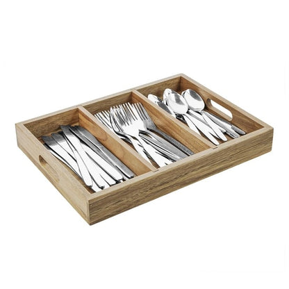 Olympia 3 Section Cutlery Tray Acacia Wood hx396
