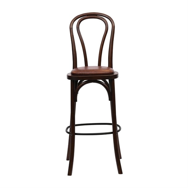 Hoop Back Bar Chair in Dark Walnut with Bison Espresso Seat hx835