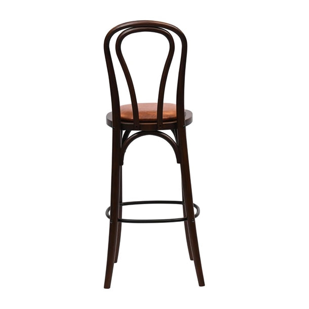 Hoop Back Bar Chair in Dark Walnut with Bison Tan Seat hx836