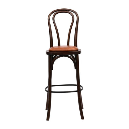 Hoop Back Bar Chair in Dark Walnut with Bison Tan Seat hx836