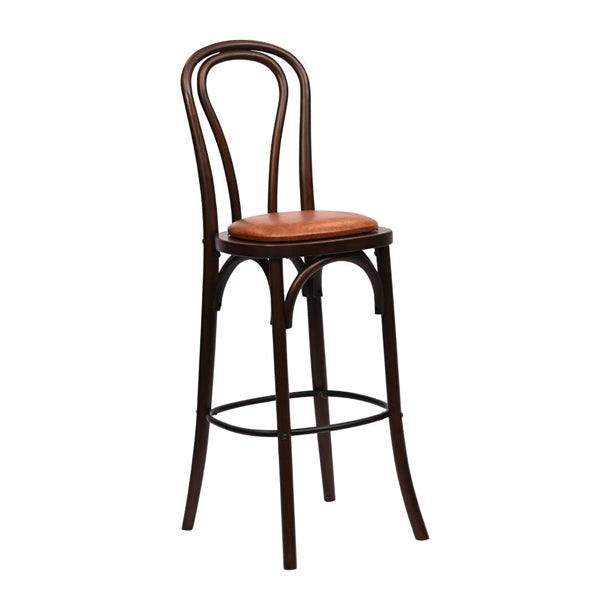 Hoop Back Bar Chair in Dark Walnut with Bison Tan Seat hx836