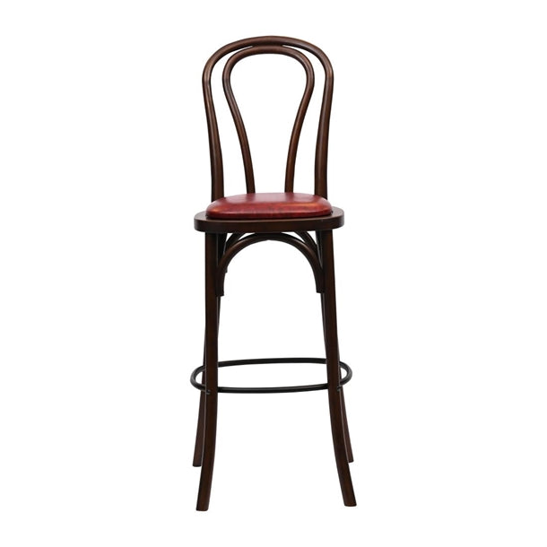 Hoop Back Bar Chair in Dark Walnut with Bison Bordeaux Seat hx837