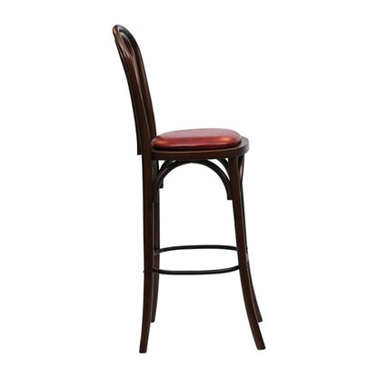 Hoop Back Bar Chair in Dark Walnut with Bison Bordeaux Seat hx837