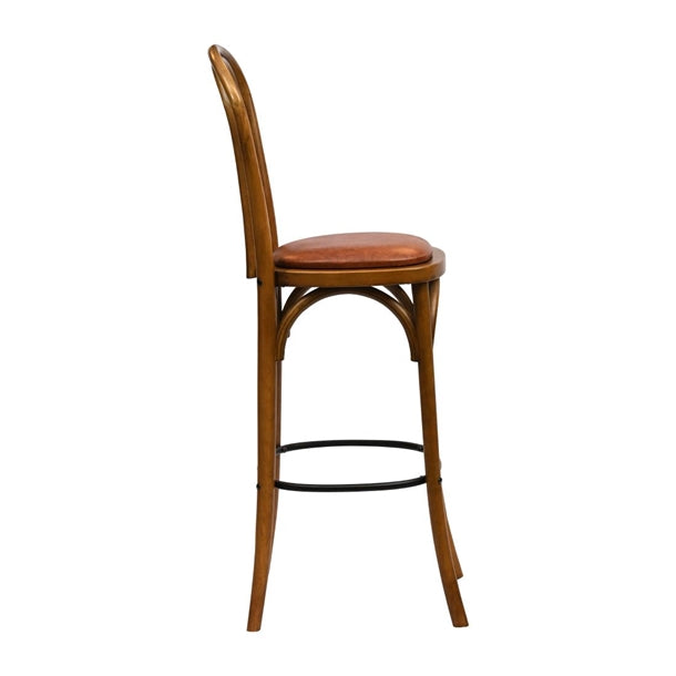 Hoop Back Bar Chair in Weathered Oak with Bison Tan Seat hx843