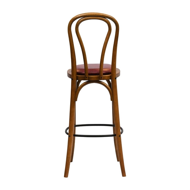 Hoop Back Bar Chair in Weathered Oak with Bison Bordeaux Seat hx844