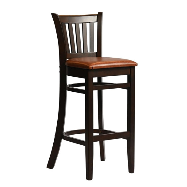 Manhattan Bar Chair in Dark Walnut with Bison Tan Seat hx850