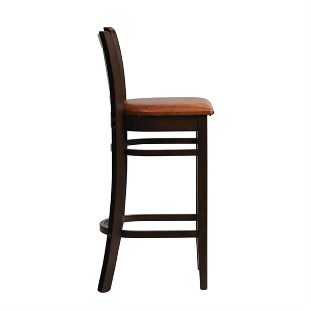Manhattan Bar Chair in Dark Walnut with Bison Tan Seat hx850
