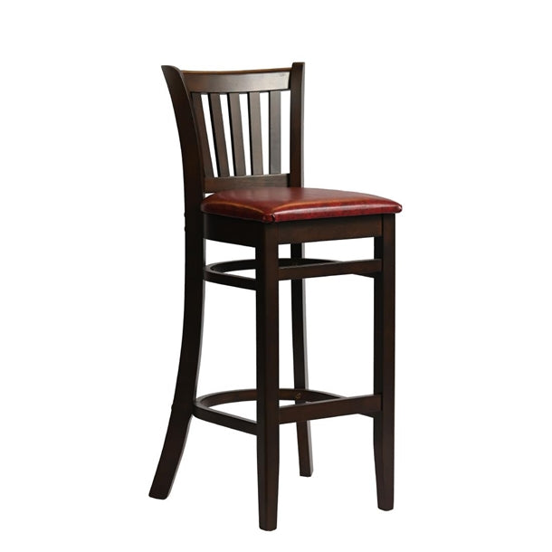 Manhattan Bar Chair in Dark Walnut with Bison Bordeaux Seat hx851