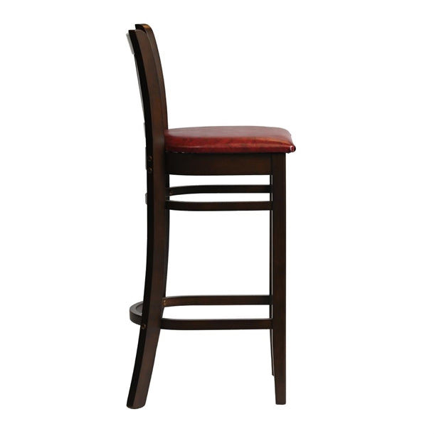 Manhattan Bar Chair in Dark Walnut with Bison Bordeaux Seat hx851