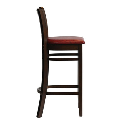 Manhattan Bar Chair in Dark Walnut with Bison Bordeaux Seat hx851