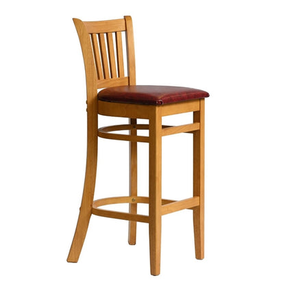 Manhattan Bar Chair in Soft Oak with Bison Bordeaux Seat hx858