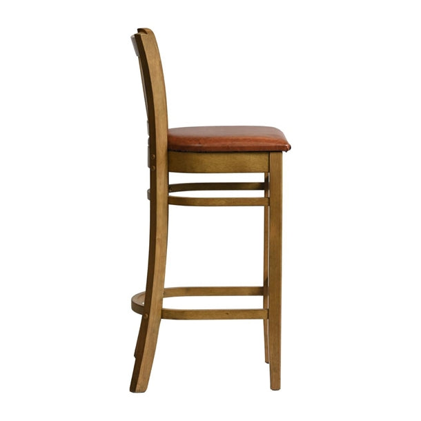 Manhattan Bar Chair in Weathered Oak with Bison Tan Seat hx864