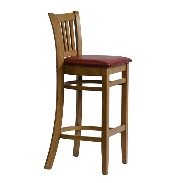 Manhattan Bar Chair in Weathered Oak with Bison Bordeaux Seat hx865