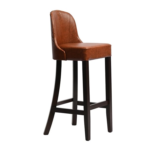 Kilsby Bar Chair in Dark Walnut with Bison Tan Seat hx895