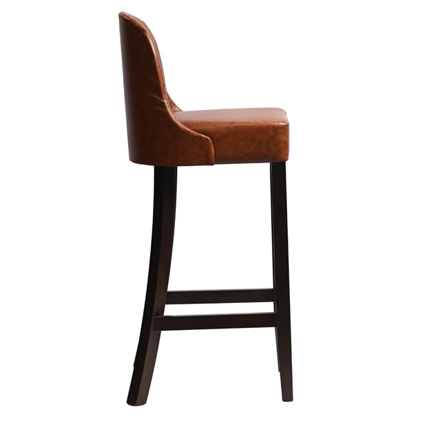 Kilsby Bar Chair in Dark Walnut with Bison Tan Seat hx895