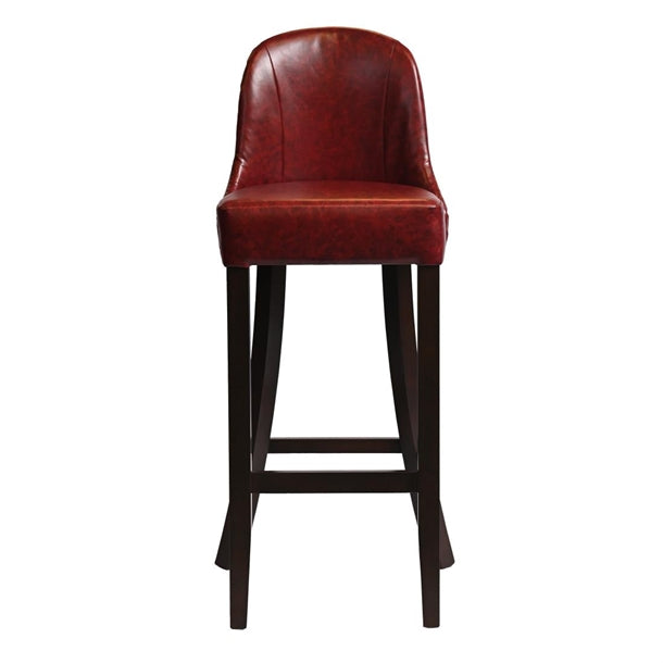 Kilsby Bar Chair in Dark Walnut with Bison Bordeaux Seat hx896