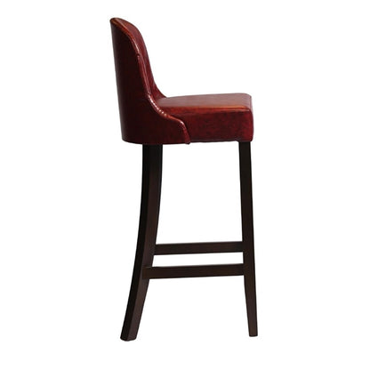 Kilsby Bar Chair in Dark Walnut with Bison Bordeaux Seat hx896