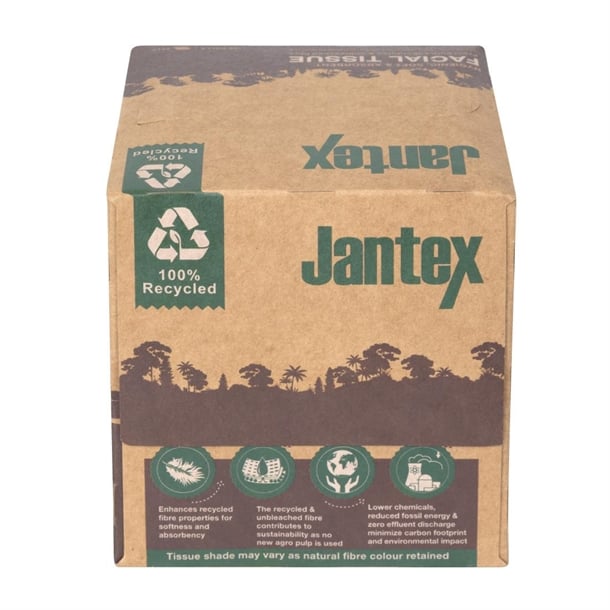 Jantex Green 100% Recycled Facial Tissue Cube 100 Sheets (36 Pack) hx931