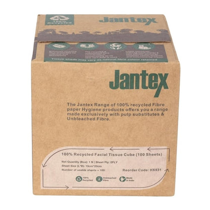 Jantex Green 100% Recycled Facial Tissue Cube 100 Sheets (36 Pack) hx931