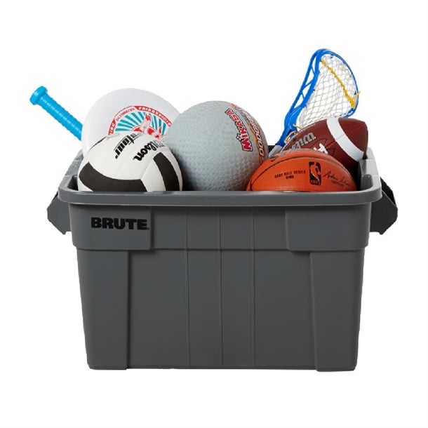 Rubbermaid BRUTE Tote Box Grey with Lid 53Ltr hy001