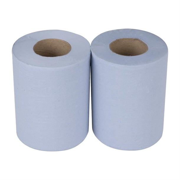 Nisbets Essentials Centrefeed Blue Rolls 2-Ply 320 Sheets (2 Pack) hy034