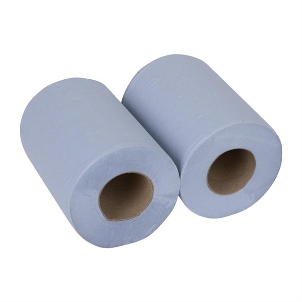 Nisbets Essentials Centrefeed Blue Rolls 2-Ply 320 Sheets (2 Pack) hy034