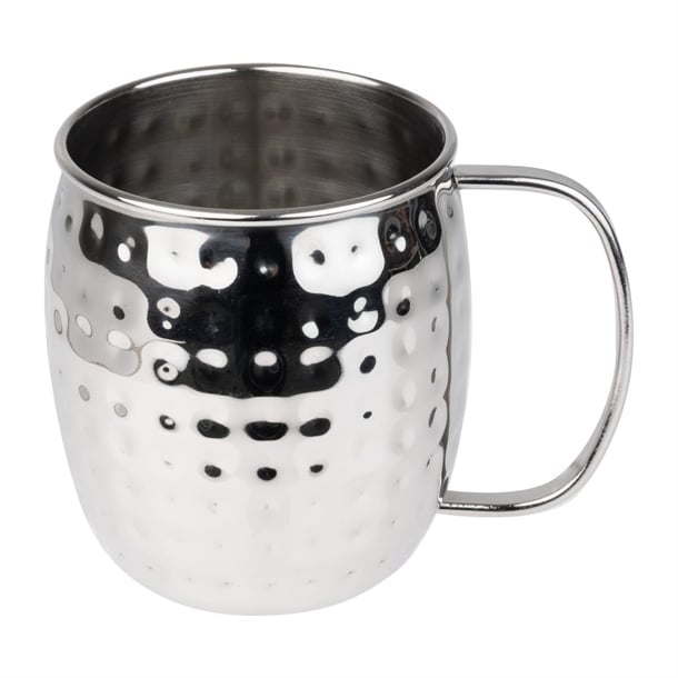 Olympia Barware Hammered Stainless Steel Mug 440ml hy113