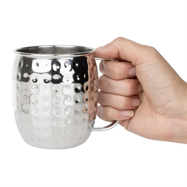 Olympia Barware Hammered Stainless Steel Mug 440ml hy113